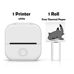Compact White Thermal Printer with Free Paper Roll